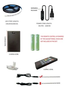 1入組5m150LED20鍵遙控音樂同步RGB智能燈條適用於房間和派對環境裝飾用品