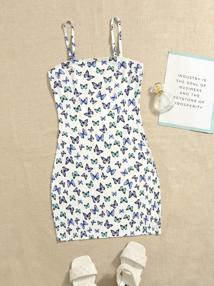 SHEIN Allover Butterfly Print Cami Dress - Multicolor - View 1