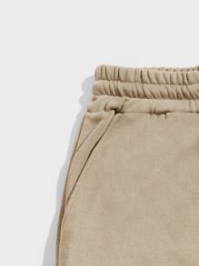 Manfinity Homme Men Letter Graphic Drawstring Waist Joggers - Khaki - View 4