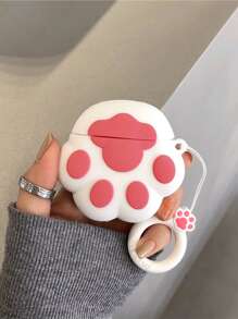 1 Vỏ bảo vệ tai nghe silicon hình chân mèo dễ thương, màu hồng/đen/trắng, chống sốc, móc khóa, tương thích với Apple AirPods 1/2/AirPods Pro 2/AirPods 3 - trắng - Xem 7