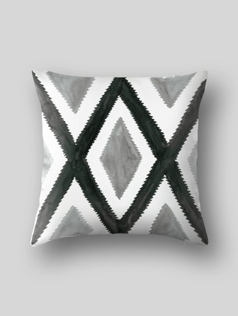 1pc Grey-black-white X-green Square Cushion Cover, Digital Print, Fashionable Simple Sofa Office Decor Home Textile, Car Gift, Bed Headrest, Cushion, Office Rest Cushion Cover