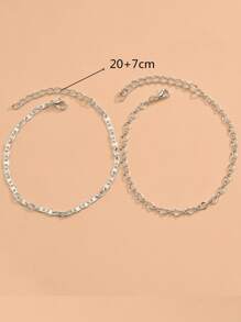 2 cái / bộ Vòng chân chuỗi tối giản - Bạc - Xem 4