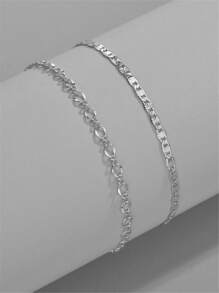2 cái / bộ Vòng chân chuỗi tối giản - Bạc - Xem 3