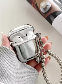 苹果银色 Y2k 心形装饰串珠吊坠外壳适用于 AirPods1/2 AirPods Pro - 銀色 - 查看 3