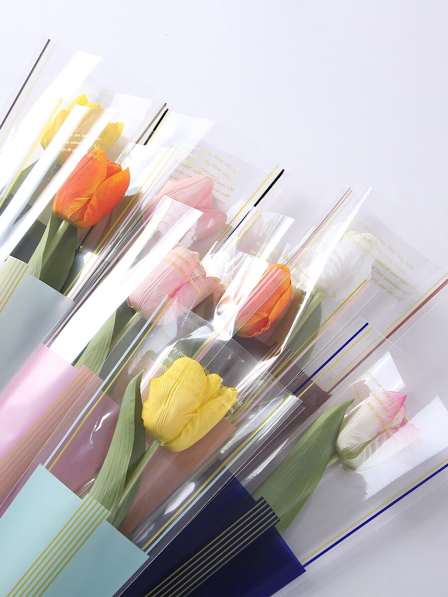 10pcs Random Color Flower Wrapping Paper - Multicolor - View 1