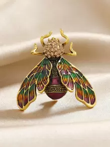Rhinestone Decor Bee Design Brooch - Multicolor - View 1