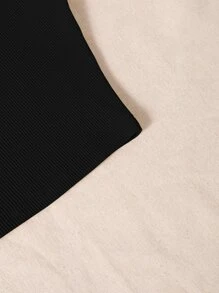 SHEIN Unity Solid Ribbed Knit Tank Top - Black - View 4