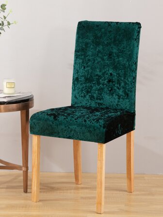 1 pieza/4 piezas/6 piezas Funda de terciopelo de unicolor con strass dorados para silla, funda elástica desmontable para silla de comedor