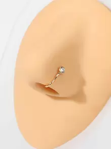 受歡迎方晶鋯石裝飾鼻環銅簡約風和時髦適合女士和女孩中性 - 金黃色 - 查看 1