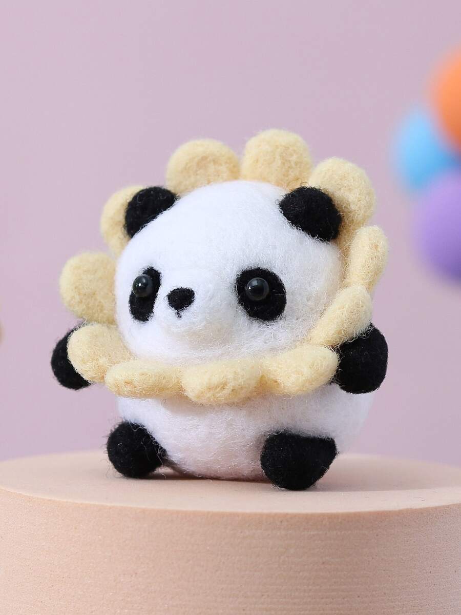 1 Set de 8 piezas Kit de material de manualidades de fieltro de lana con diseños de girasoles y pandas - Multicolor - Ver 1