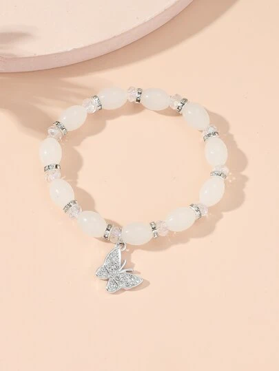水鑽蝴蝶墜飾串珠手鏈