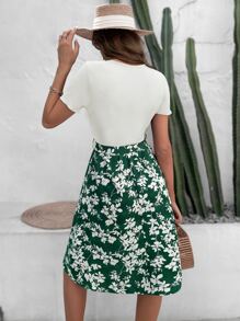 SHEIN LUNE Floral Print Belted Dress - Multicolor - View 2