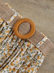 嬰兒條紋針織吊帶上衣和小碎花腰帶百褶半身裙 - 黃色 - 查看 5