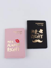 2pcs Lip & Slogan Graphic Passport Case Passport Holder Passport Cover Passport Wallet Passport Bag for Travel for Holiday for Vacation Passport Pouch for Flight for Back to School for Men and Women Travel Essentials Travel Accessories - Multicolor - View 2