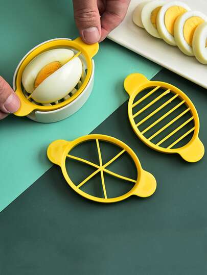 1pc 3 In 1 Egg Slicer, Multi-functional Egg Cutter, Kitchen Creative Tool