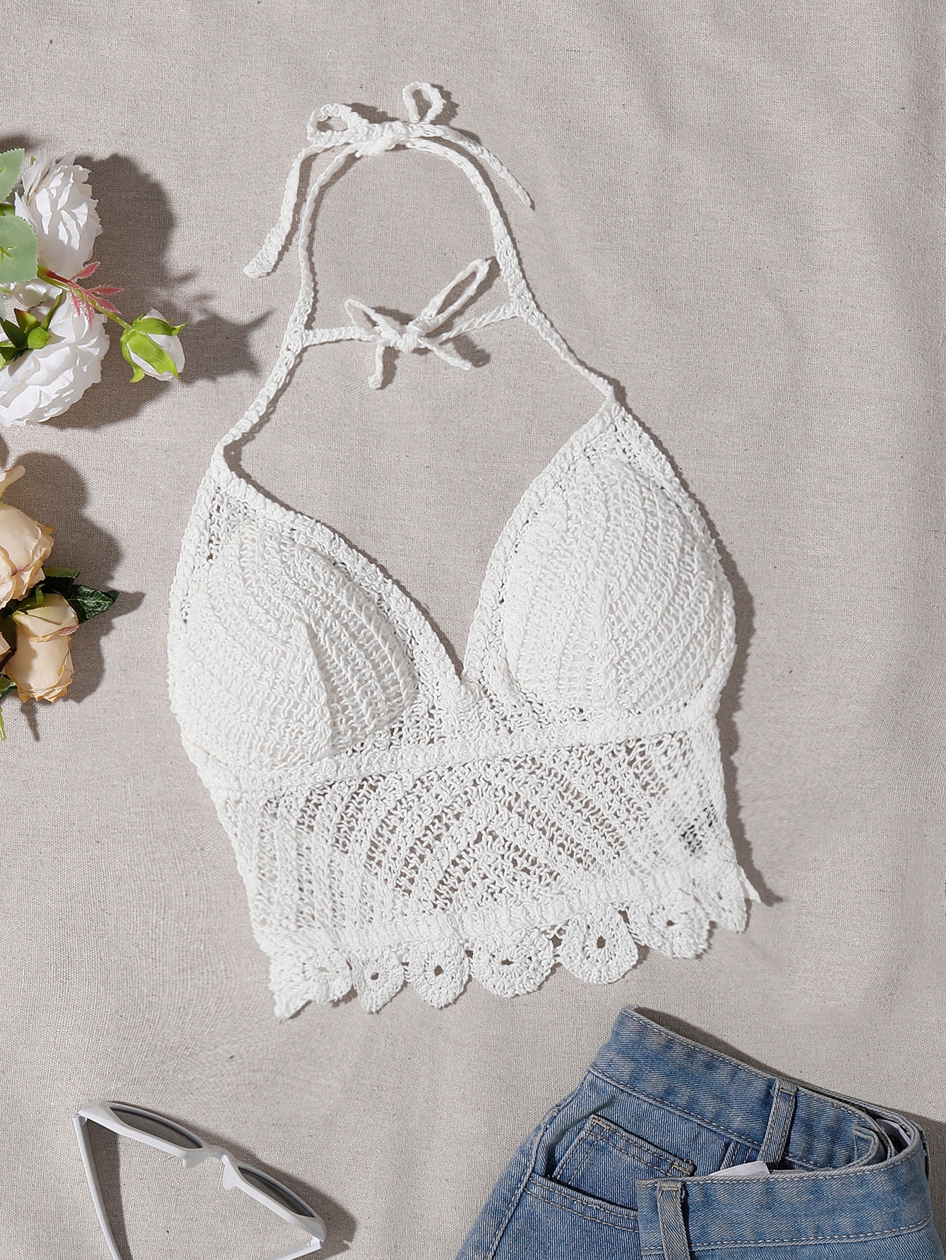 Plain halter bikini top