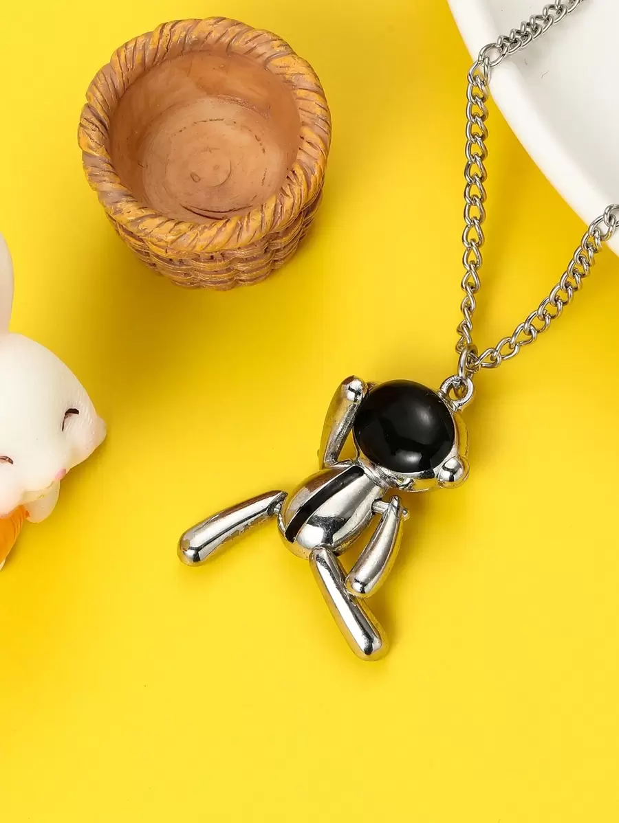 Girls Astronaut Charm Necklace - Antique Silver - View 1