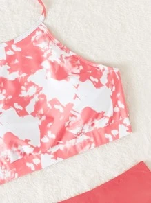 Tie Dye Halter Bikini For Summer Beach - Watermelon Pink - View 3