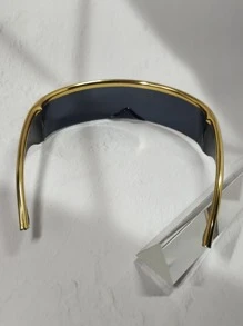 Gafas de moda personalizadas hechas a mano con estilo de ciencia ficción UV y borde dorado (incluye correa para gafas, sin estuche) - Multicolor - Ver 3