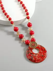 Collana di perline ciondolo rotondo