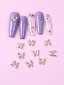 TSZS 10 chiếc trang trí móng tay hình con bướm DIY Phụ kiện trang trí móng tay Đá quý làm móng - Vàng - Xem 2