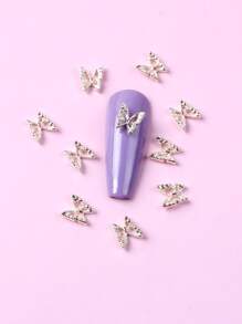 TSZS 10 chiếc trang trí móng tay hình con bướm DIY Phụ kiện trang trí móng tay Đá quý làm móng - Vàng - Xem 5