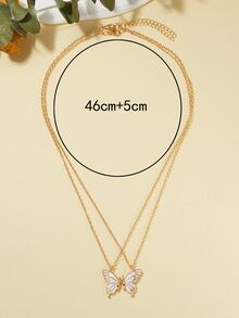 2pcs Butterfly Pendant Necklace - Yellow Gold - View 3