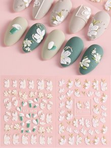 FULL BEAUTY 2sheets Flower Print Nail Art Sticker Nail Stickers DIY - Multicolor - View 1