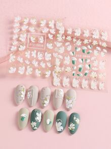 FULL BEAUTY 2sheets Flower Print Nail Art Sticker Nail Stickers DIY - Multicolor - View 2