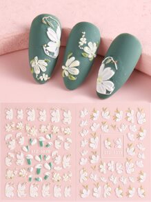 FULL BEAUTY 2sheets Flower Print Nail Art Sticker Nail Stickers DIY - Multicolor - View 7