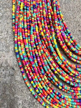 Colorful Layered Beaded Necklace & Drop Earrings