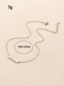 1pc Mother's Day Simple Letter Detail Chain Necklace - Silver - View 4