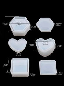6 piezas Molde de silicona con formas geométricas - Blanco - Ver 6