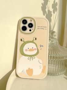 1pc Gucadi Cute Translucent Duck Patterned Phone Case In Milk White And Green, Compatible With Various Models Compatible With IPhone 11,Huawei P30 Pro,Xiaomi Redmi Note 11