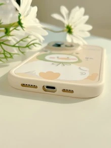 1pc Gucadi Cute Translucent Duck Patterned Phone Case In Milk White And Green, Compatible With Various Models Compatible With IPhone 11,Huawei P30 Pro,Xiaomi Redmi Note 11