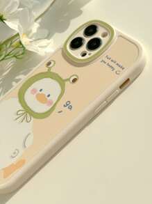 1pc Gucadi Cute Translucent Duck Patterned Phone Case In Milk White And Green, Compatible With Various Models Compatible With IPhone 11,Huawei P30 Pro,Xiaomi Redmi Note 11