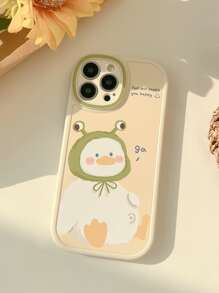 1pc Gucadi Cute Translucent Duck Patterned Phone Case In Milk White And Green, Compatible With Various Models Compatible With IPhone 11,Huawei P30 Pro,Xiaomi Redmi Note 11