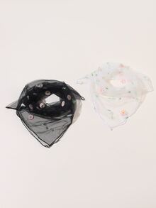 2 Piezas Bandana Con Bordado De Flores - Multicolor - Ver 3