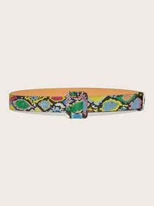 Boho Candy Color Punk Snakeskin Print Belt & Punch Tool For Jeans Pants And Coats,School Halloween Summer, School Fall, Autumn, Halloween - Multicolor - View 2