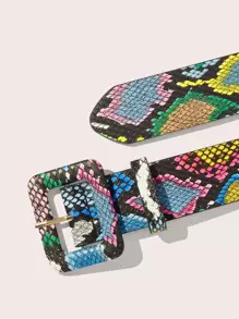 Boho Candy Color Punk Snakeskin Print Belt & Punch Tool For Jeans Pants And Coats,School Halloween Summer, School Fall, Autumn, Halloween - Multicolor - View 3