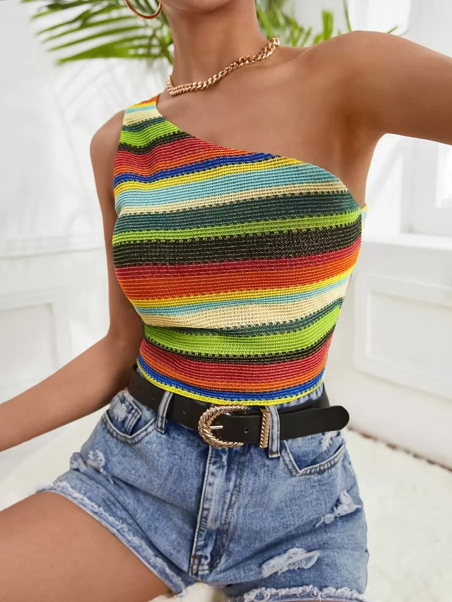 SHEIN VCAY Áo nữ Khối Màu Sọc Boho - Nhiều màu - Xem 1