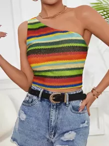 SHEIN VCAY Áo nữ Khối Màu Sọc Boho - Nhiều màu - Xem 5
