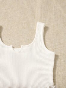 SHEIN 女孩木耳邊背心上衣和插扣附腰帶短褲 - 彩色 - 查看 3