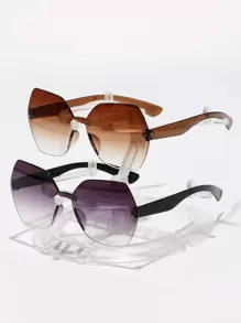 2pairs Men Ombre Lens Fashion Glasses With Glasses Rope For Summer Beach Vacation,Outdoor,Travel - Multicolor - View 1