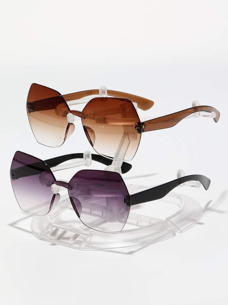 2pairs Men Ombre Lens Fashion Glasses With Glasses Rope For Summer Beach Vacation,Outdoor,Travel - Multicolor - View 1