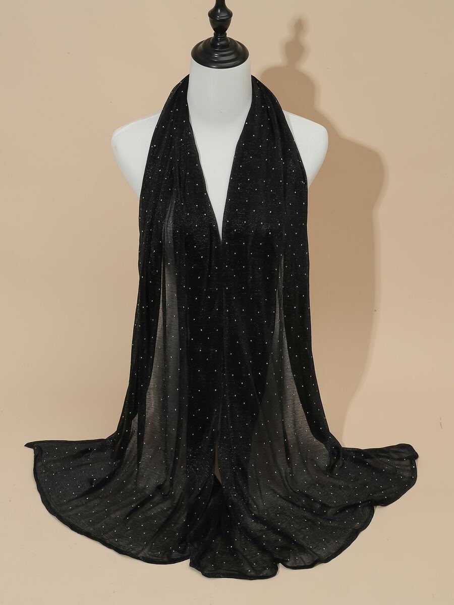 亮片細節圍巾 - 黑色 - 查看 1
