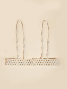 Faux Pearl Harness Belt - White - View 4