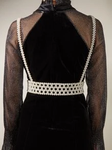 Faux Pearl Harness Belt - White - View 2