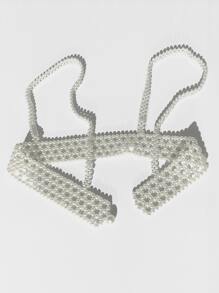 Faux Pearl Harness Belt - White - View 3