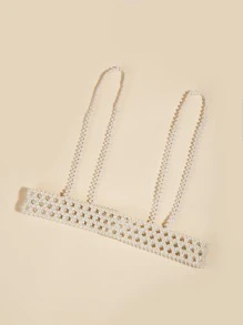 Faux Pearl Harness Belt - White - View 5